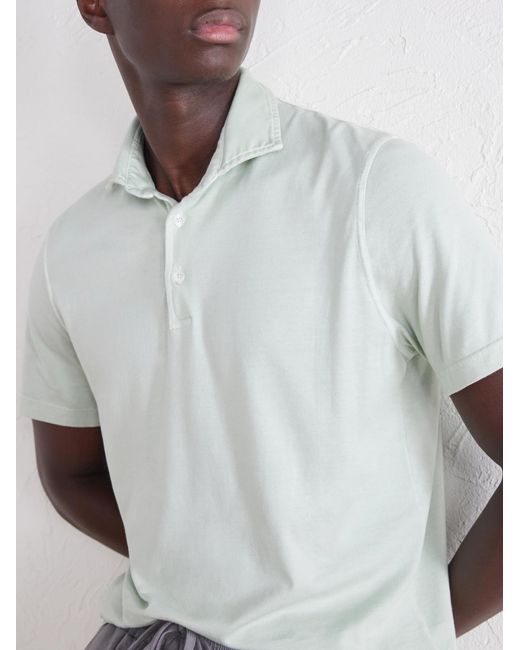 Fedeli White Cotton-Jersey Polo Shirt for men