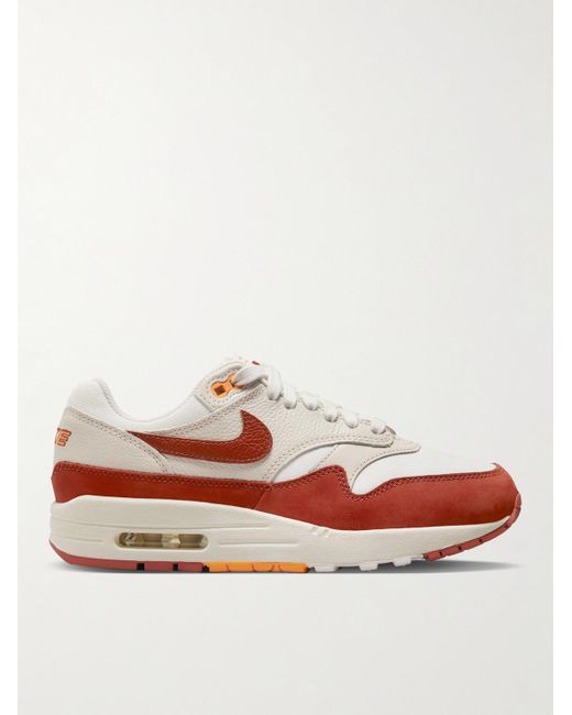Nike Orange Air Max 1 Lx Leather And Denim Sneakers for men