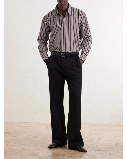 Saint Laurent Brown Striped Cotton Shirt for men