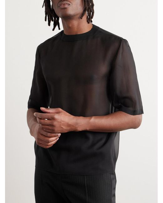 Saint Laurent Black Silk-organza T-shirt for men