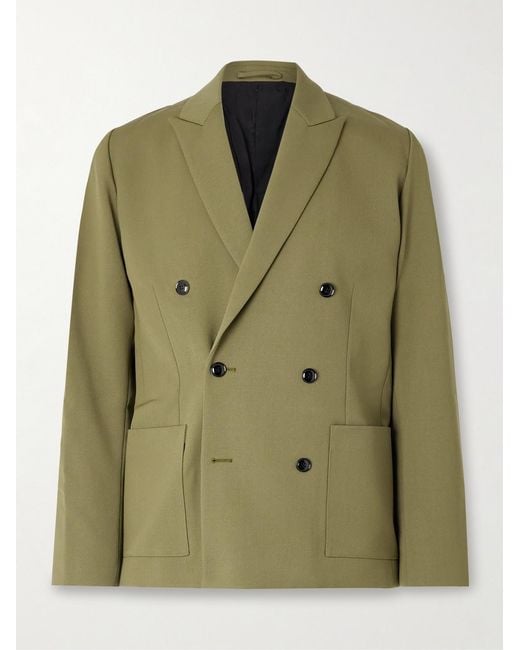 NN07 Green Jordin 10002 Double-breasted Wool-blend Twill Blazer for men