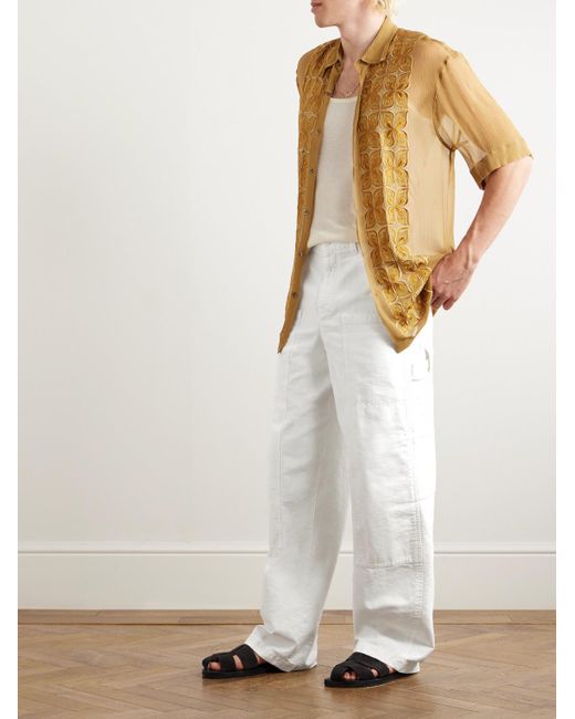 Dries Van Noten White Straight-leg Cotton Cargo Trousers for men