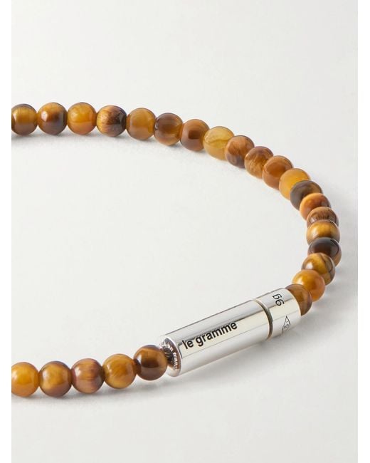 Le Gramme Brown 11G Sterling And Tiger Eye Beaded Bracelet for men