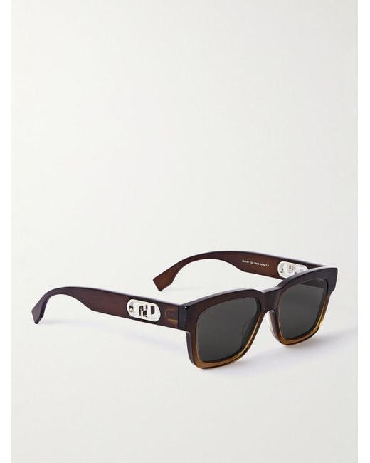 Fendi Black O'lock Acetate Square-frame Sunglasses for men