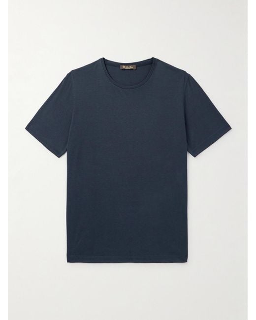 Loro Piana Blue Slim-Fit Silk And Cotton-Blend Jersey T-Shirt for men
