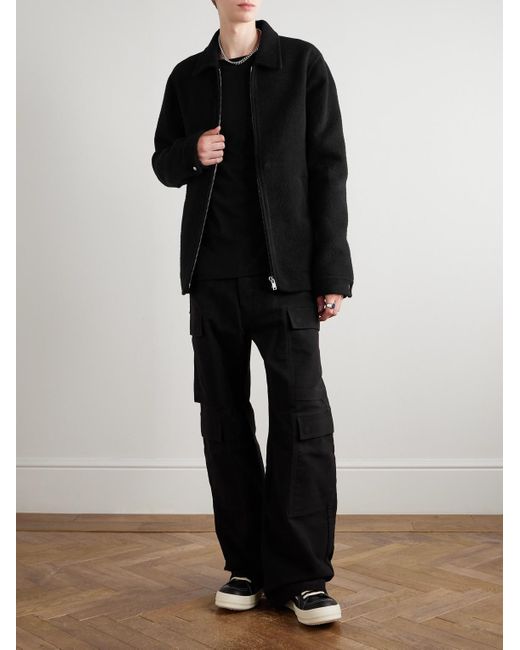 Rick Owens Black Straight-Leg Cotton-Twill Cargo Trousers for men