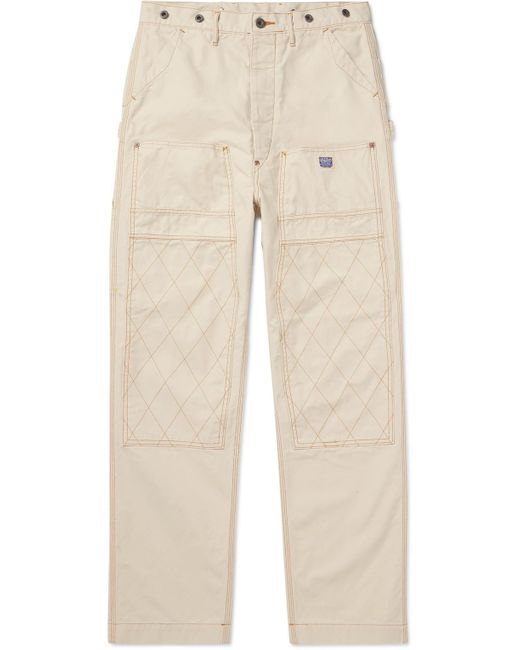 Kapital Natural Lumber Straight-leg Embroidered Cotton-canvas Cargo Trousers for men