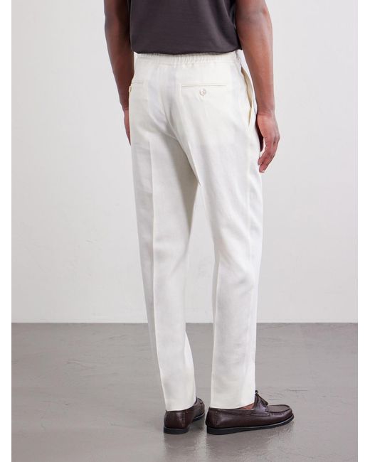 Zegna White Straight-Leg Linen-Twill Trousers for men