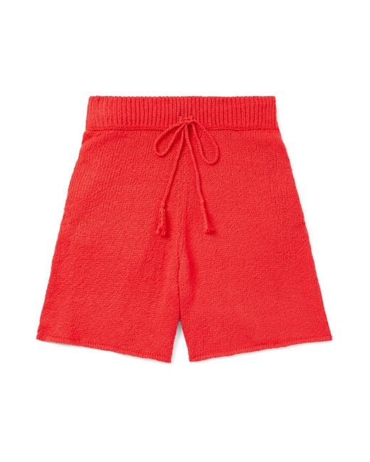 CHERRY LA Red Straight-leg Cotton Drawstring Shorts for men
