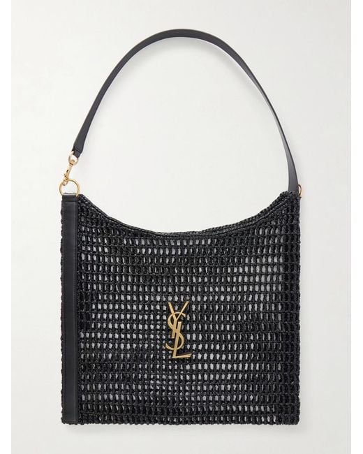 Saint Laurent Black Oxalis Leather-Trimmed Raffia Tote Bag for men