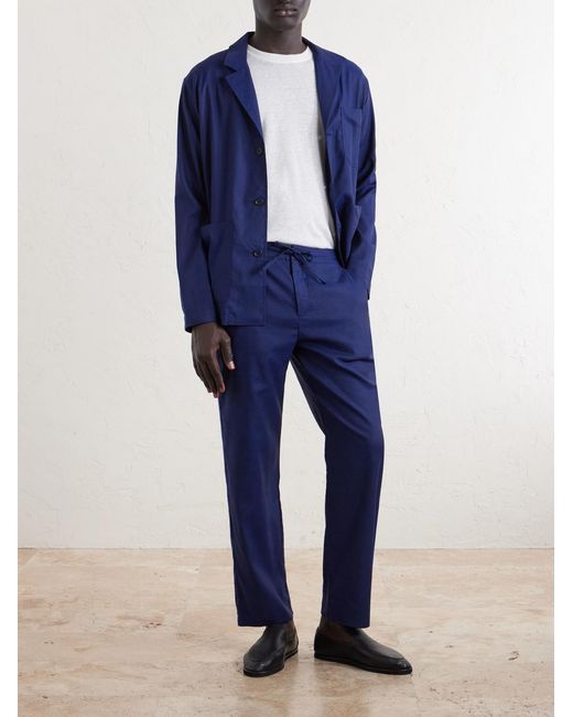 Frescobol Carioca Blue Straight-leg Cotton Suit Trousers for men