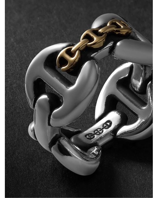 Hoorsenbuhs Black Affix Quad Sterling And 18-Karat Ring for men