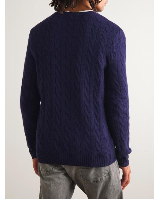 Polo Ralph Lauren Blue Cable-Knit Wool And Cashmere-Blend Sweater for men