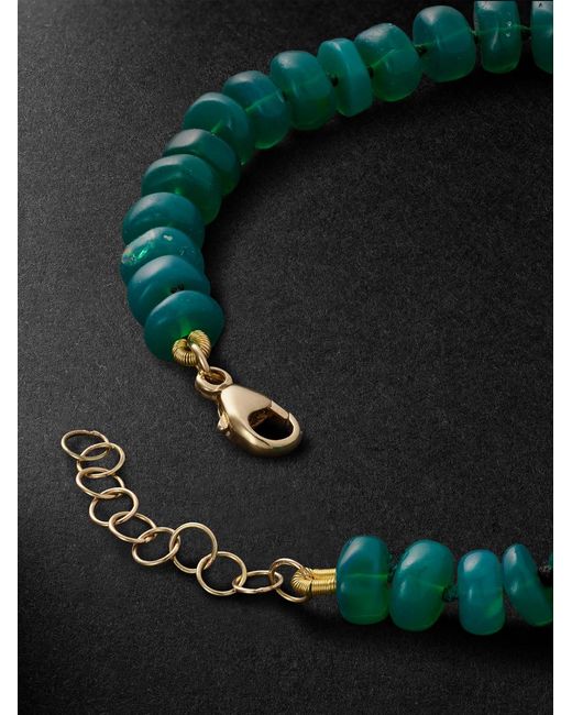 JIA JIA Green Jumbo 14-karat Gold Opal Beaded Bracelet for men