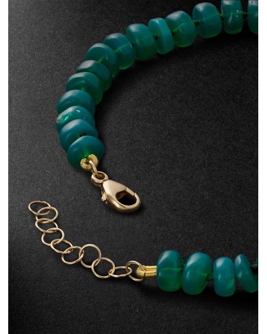 JIA JIA Green Jumbo 14-karat Gold Opal Beaded Bracelet for men