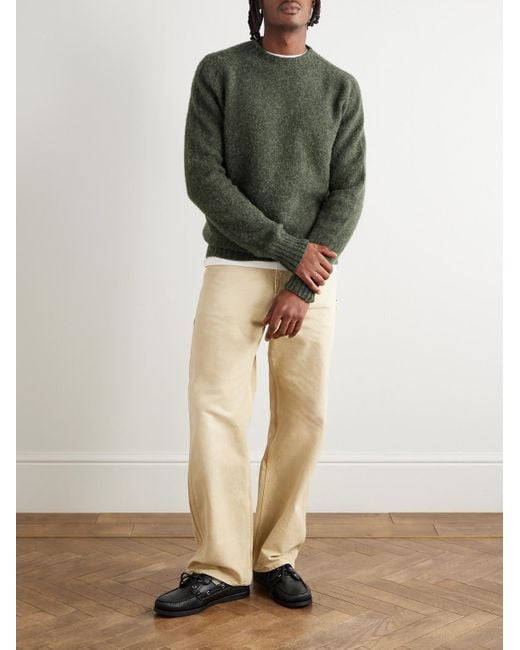 Sunspel Green Shetland Wool Sweater for men