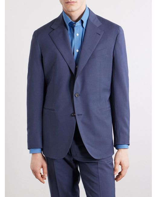 J. Mueser Blue Virgin Wool Suit Jacket for men