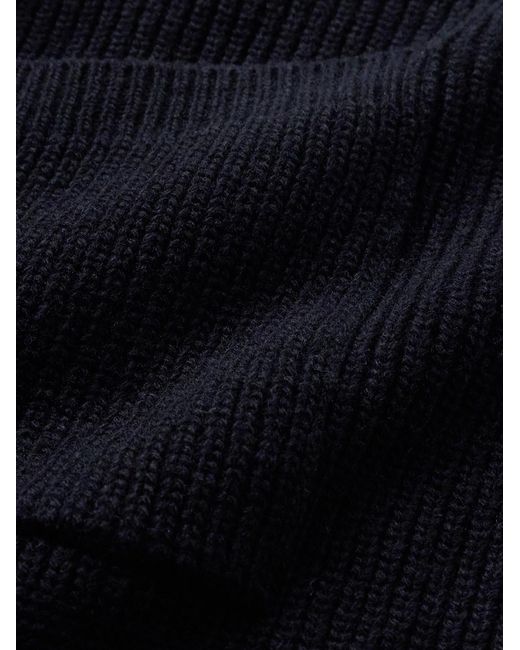 FRIZMWORKS Blue Deck Ribbed Wool-Blend Zip-Up Cardigan for men