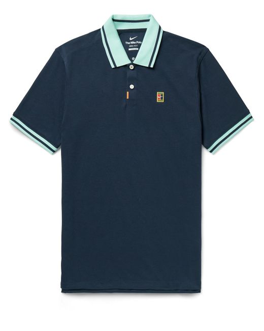 Nike Heritage Slim-fit Colour-block Dri-fit Piqué Tennis Shirt in Blue ...