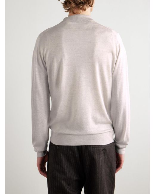John Smedley White Belper Slim-Fit Merino Wool Polo Shirt for men