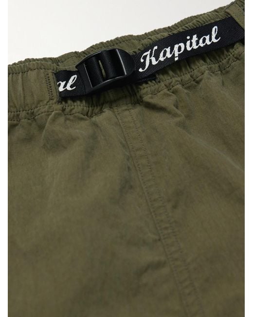 Kapital Green Cotton And Nylon-Blend Ripstop Drawstring Cargo Shorts for men