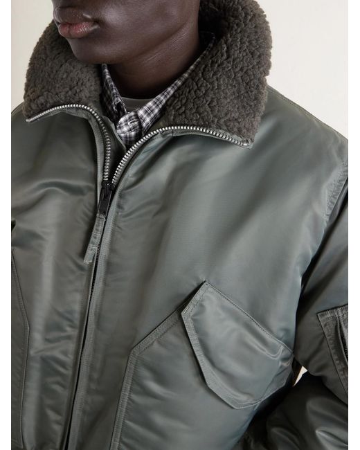 (w)taps Green Padded Fleece-trimmed Shell Jacket for men