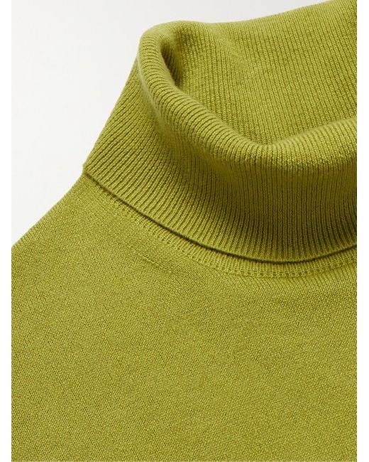 Loro Piana Green Dolcevita Baby Cashmere Rollneck Sweater for men