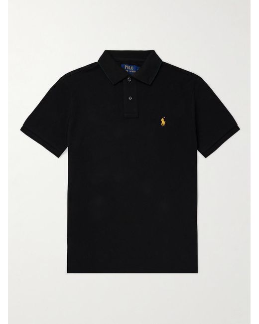 Polo Ralph Lauren Black Logo-embroidered Cotton-piqué Polo Shirt for men