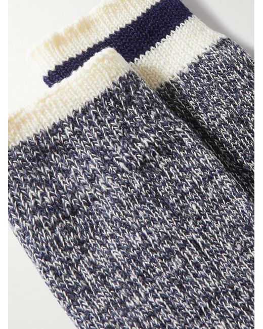 Beams Plus Blue Rag Pack Of Two Striped Ribbed Cotton-blend Socks for men