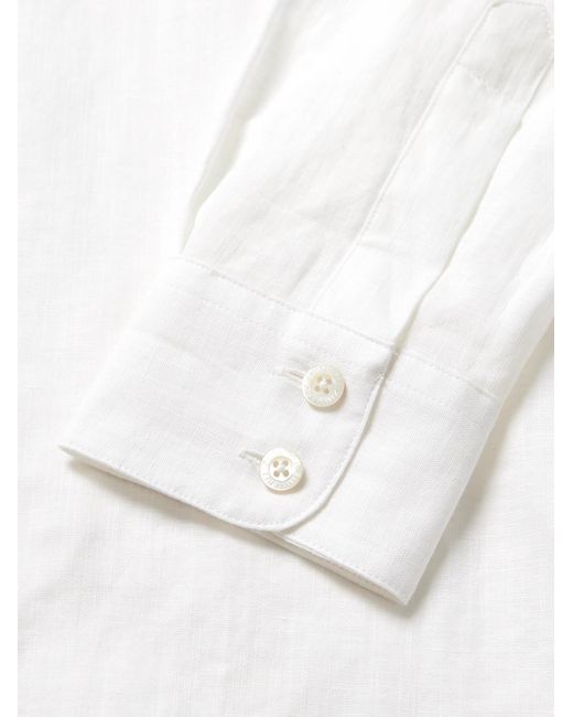 Zimmerli of Switzerland White Cutaway-Collar Linen And Cotton-Blend Shirt for men
