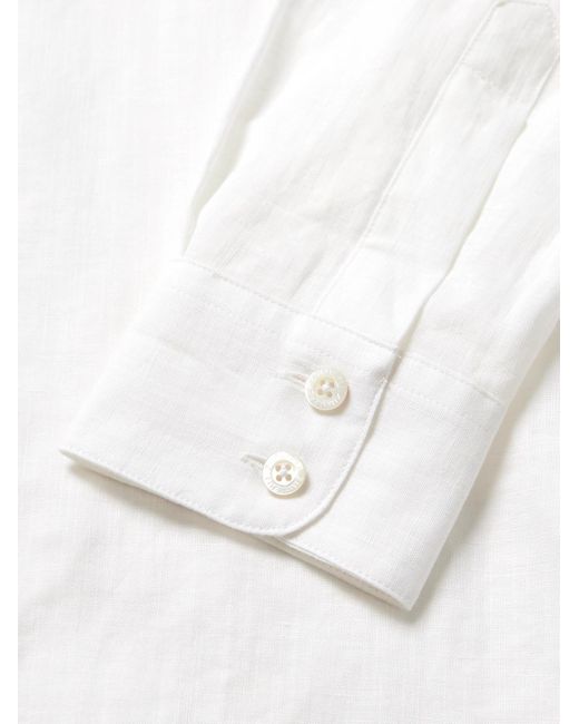 Zimmerli of Switzerland White Cutaway-collar Linen And Cotton-blend Shirt for men