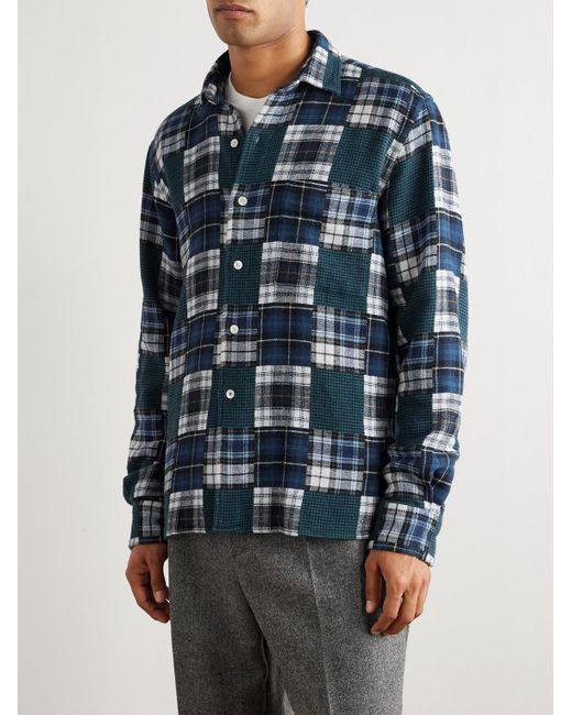 Hartford Patt Patchwork Hemd aus Baumwolle mit Karomuster in Blue für Herren