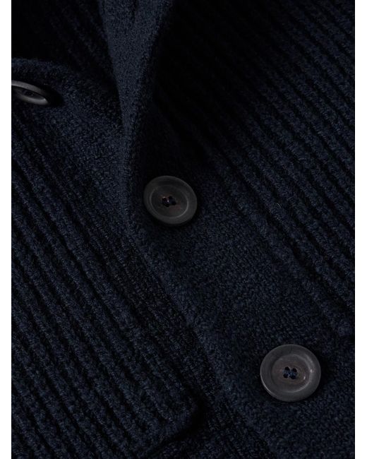 Inis Meáin Blue Storm Ribbed Merino Wool And Cashmere-blend Cardigan for men