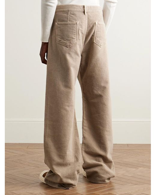 Rick Owens Natural Geth Wide-Leg Brushed-Cotton Trousers for men