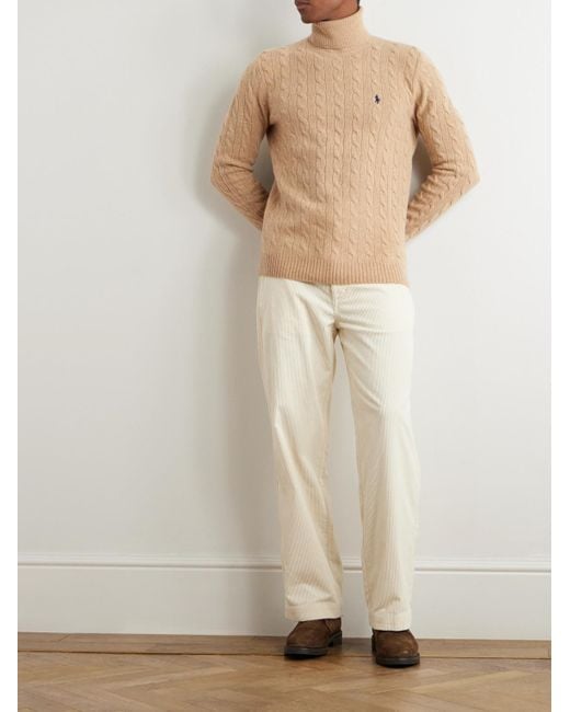 Polo Ralph Lauren Natural Cable-Knit Wool And Cashmere-Blend Rollneck Sweater for men