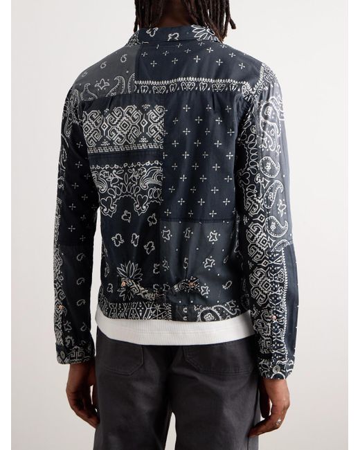 Kapital Blue Patchwork Bandana-Print Cotton Jacket for men