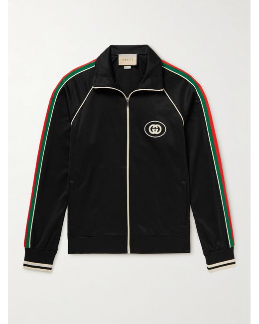 Gucci Logo-appliquéd Striped Tech-jersey Track Jacket in Black for Men ...