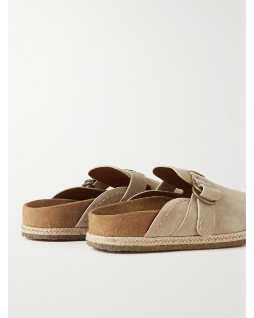 Polo Ralph Lauren White Turbach Jute-Trimmed Suede Clogs for men
