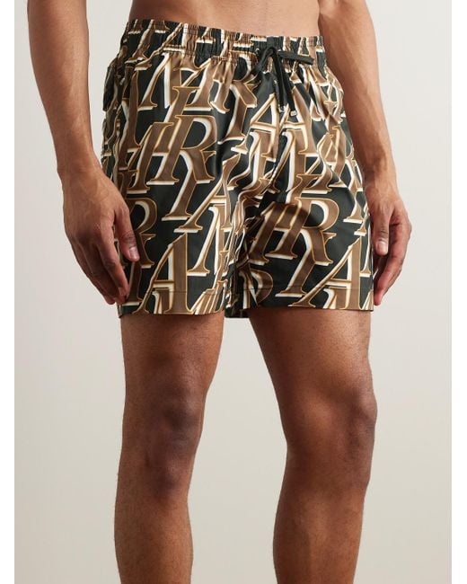 Amiri Black Stacked Straight-leg Mid-length Logo-print Shell Swim Shorts for men