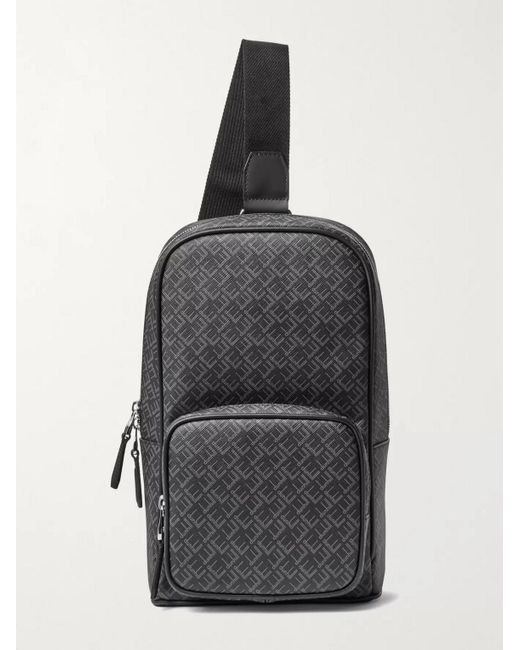 Dunhill Black Leather-trimmed Logo-print Coated-canvas Sling Backpack for men