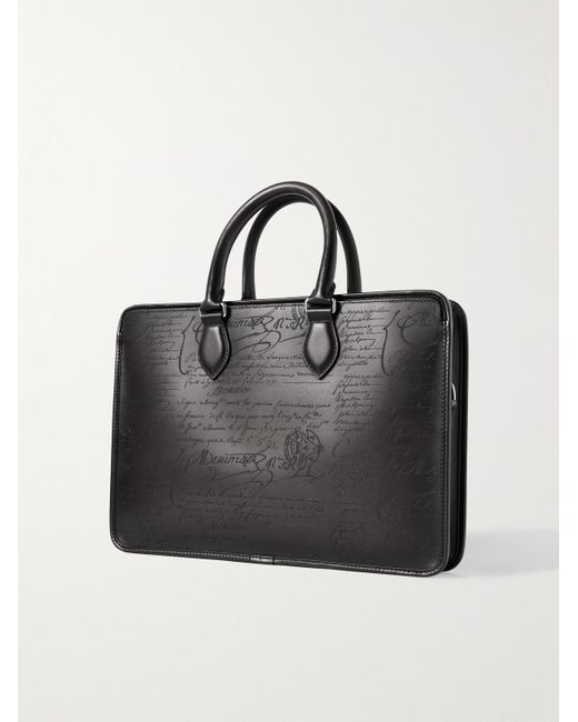 Berluti Black Un Jour Mini Scritto Leather Briefcase for men