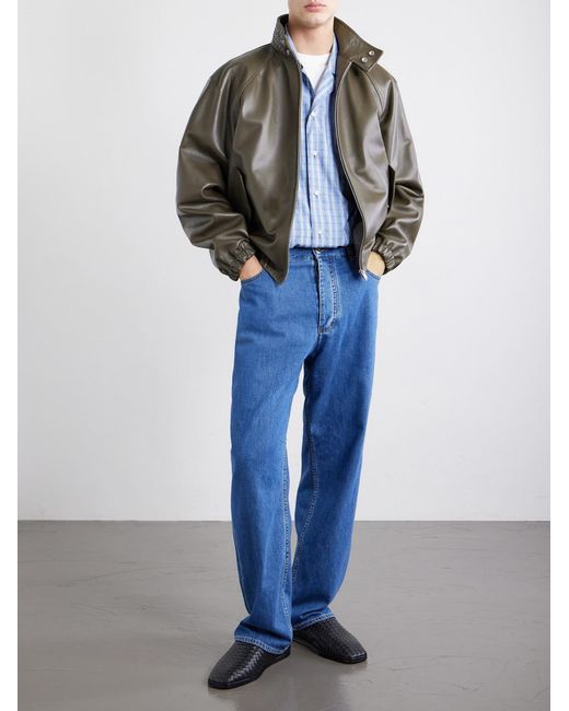 Bottega Veneta Green Intrecciato-trimmed Leather Blouson Jacket for men