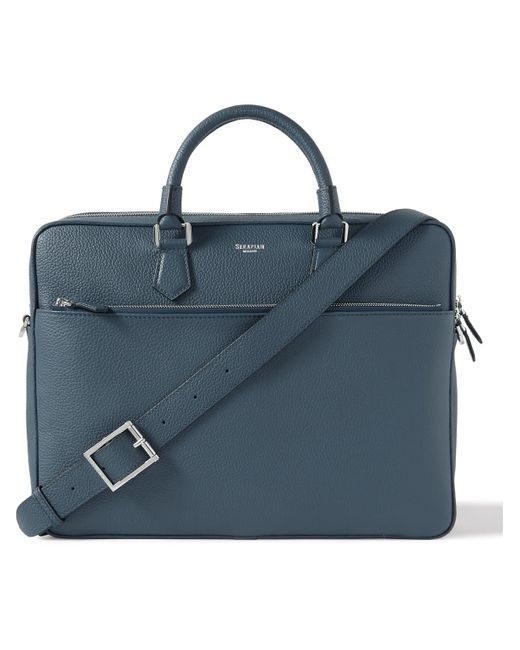 Serapian Blue Cachemire Full-grain Leather Briefcase for men