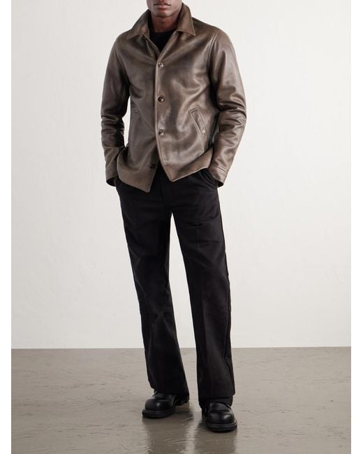 Rick Owens Brown Brad Leather Jacket for men