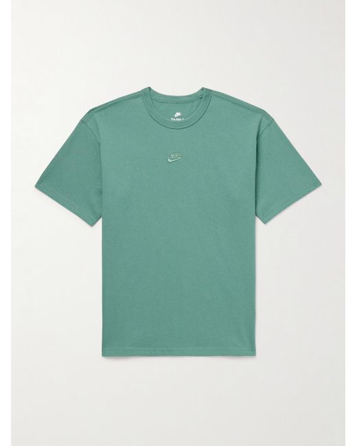 T-shirt in jersey di cotone con logo ricamato Sportswear Premium Essentials di Nike in Green da Uomo