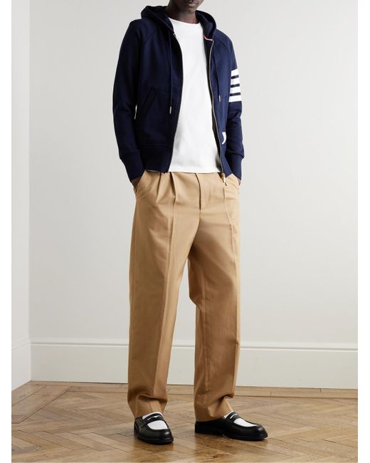 Thom Browne White Slim-Fit Grosgrain-Trimmed Cotton-Jersey T-Shirt for men