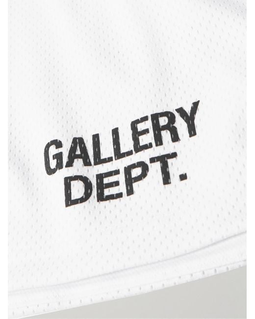 GALLERY DEPT. White Venice Court Wide-Leg Logo-Print Webbing-Trimmed Mesh Shorts for men