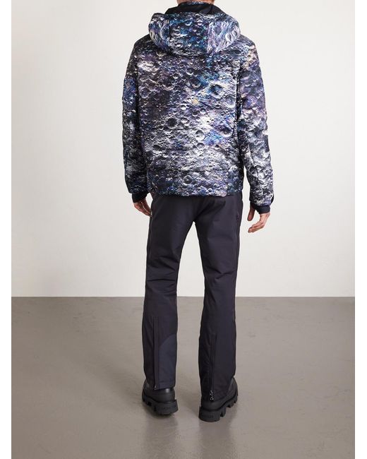 Aztech Mountain Blue Mdj Nuke Suit Printed Quilted Hooded Down Ski Jacket for men