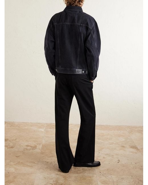 Saint Laurent Blue Leather-trimmed Denim Trucker Jacket for men