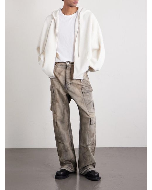 Rick Owens Natural Hun Ribbed-knit Zip-up Hoodie for men
